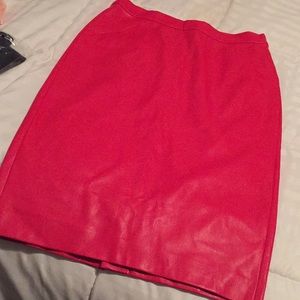 Red faux leather pencil skirt